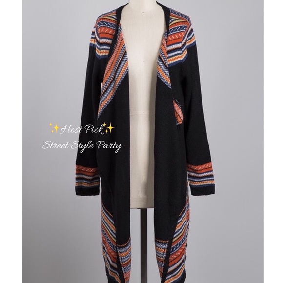 Sweaters - Multi Colored Open Front Cardigan